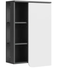 Vicco Badschrank Karen, 50 x 75 cm mit Tür und offenen Fächern, - Weiß, Dunkelgrau