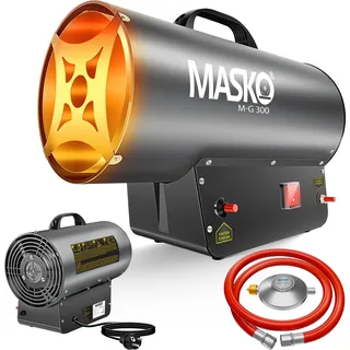 MASKO® Gasheizgebläse Gasschlauch & Druckminderer für handelsübliche Gasflaschen - Dunkelgrau