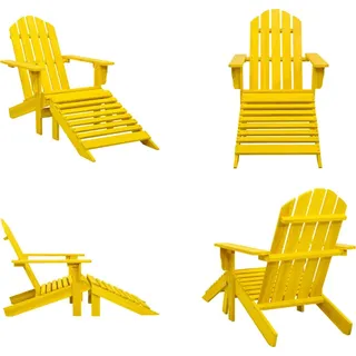vidaXL Adirondack Gartenstuhl mit Fußstütze Massivholz Tanne Gelb - Gartenstuhl - Gartenstühle - Gartensessel - Gartenstuhl Mit Fußstütze - Gelb