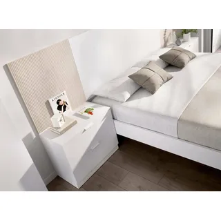 Dmora - Nachttisch Cervinara, Niedrige Kommode, Tisch, Multifunktionaler Nachttisch, 50x34 h46 cm, Weiß