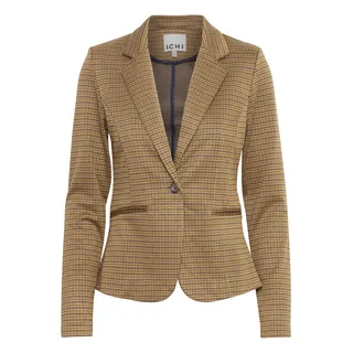 Blusenblazer ICHI "Blazer IHKATE", Damen, Gr. S, gelb (cathay spice), Obermaterial: 70% Polyester PES. 28% Viskose CV. 2% Elasthan EL., Blazer Blusenblazer