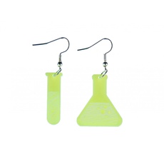 Reagenzglas Kolben Labor Ohrringe Miniblings Hänger Chemie Acrylglas neon grün - Handmade Modeschmuck I Ohrhänger Ohrschmuck versilbert
