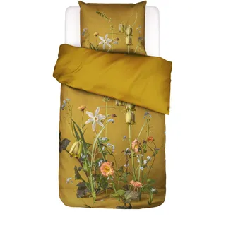 ESSENZA Bettwäsche Ficaria Flower Ochre, 135x200 cm + 1x 80x80 cm - 100% Bio-Baumwollsatin 215TC - Blumen