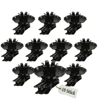 MIJOMA Baumkerzenhalter in Zapfenform Schwarz – 10 Kerzenclips aus Metall mit Kugelgelenk und Tropfschutz für Weihnachtsbaumkerzen