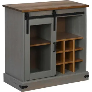 Sideboard HALDEN mit Schiebetür Grau 80x40x80 cm Massivholz - Grau