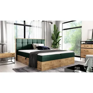 Boxspringbett Schlafzimmerbett KALYPSO 200x220cm Stoff Grün inkl. Bettkasten - Grün