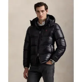 Polo Ralph Lauren für Herren. 710968281001 Gorham glänzende Daunenjacke schwarz (L), Lässig, Nachhaltig, Recyceltes Nylon