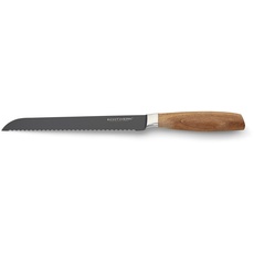Echtwerk Brotmesser Black-Edition, Küchenmesser, aus hochwertigem Edelstahl, mit Wellenschliff, ergonomischer Griff aus Akazienholz, hohe Schneidfestigkeit, Klingenlänge 20 cm