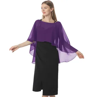 Hotshawl Capelets für Frauen Chiffon Cape Schals und Wraps für Abendkleid Hochzeit Umhänge Cover Up, Violett, Einheitsgröße
