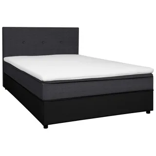 Carryhome Boxbett , Anthrazit, Schwarz , Textil , H2 , 120x200 cm , gepolstertes Kopfteil, Stoffauswahl, Topper durchgehend, in verschiedenen Größen erhältlich , Schlafzimmer, Betten, Boxspringbetten