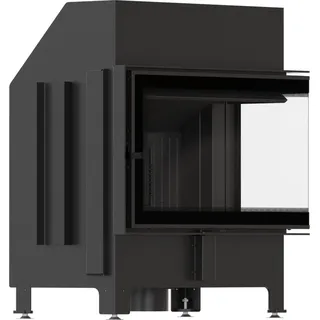 Kamineinsatz KRATKI ZIBI ECO 9,9 kW Ø 180 Eck rechts, schwarze Verkleidung
