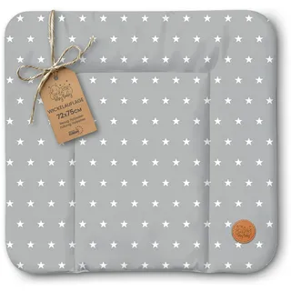 Totsy Baby Wickelauflage Wickelunterlage abwaschbar und wasserdicht 75x72 cm - Wickelmatte zum Auflegen auf Wickeltisch Wickelaufsatz Wickelkommode oder Waschmaschine Oeko-Tex75 x 72 Sterne und Grau