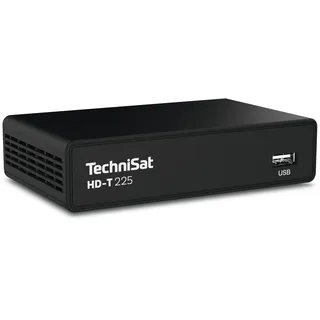 TechniSat HD-T 225 - Kompakter DVB T2 HD HDMI SCART, 12 V tauglich, EPG, LED Statusanzeige, Fernbedienung) Schwarz