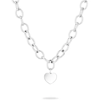 Kette mit Anhänger LIEBESKIND BERLIN "Schmuck Edelstahl My Heart Herz", silber (edelstahlfarben), Halsketten, Damen, Edelstahl, L: 45 B: 10mm, Kette mit Anhänger, B:10mm