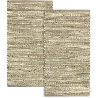 HAMID – Nur Jute-Teppich, 2 Stück, 110 x 60 cm, 100% natürliche Jutefaser, weicher Teppich, handgewebt, Wohnzimmerteppich, Esszimmer, Schlafzimmer, Flur, Eingangsbereich, (D1, 110 x 60 cm)