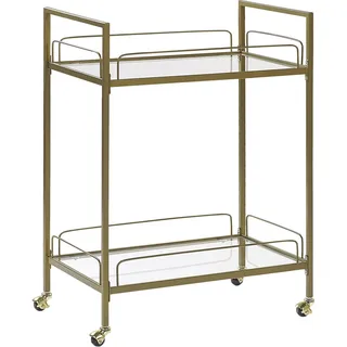 BELIANI Servierwagen Gold Glas Metall 90 x 66 x 40 cm Mobil Funktional Wohntimmer Küche - Gold
