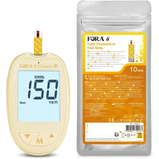 Fora 6 Connect Cholesterin-Messgerät - mg/dl für Zuhause Bluetooth-Sync Gelb 1 St
