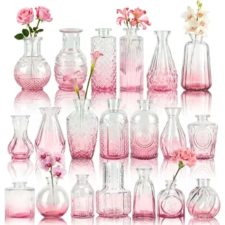 BTSD-home 20 Stück Rosa Blumenvase Set, Kleine Vasen für Tischdeko mit elegantem Design, robust zur Hochzeitsdeko, Tischdeko und Party Deko