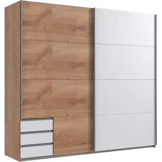 Emden 225 x 210 x 65 cm Plankeneiche Nachbildung/weiß mit Schubladen