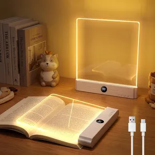 Sockywin Leselampe Buch, LED Durchsichtige Platte Leselampe Buch Mit 3 Farben Und Timer USB Wiederaufladbare Buchleselampe Zum Lesen Im Bett Bei Nacht Die Zugleich Als Nachttischlampe Und Nachtlicht