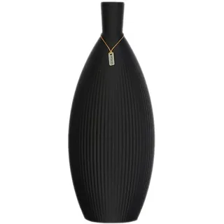 Design Vase OVO, Moderne 3D gedruckte Designvase mit Rillenmuster, Schwarz/Weiß/Grau, Dekorative Designvase (Schwarz matt, 60 cm)