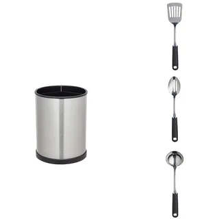 Master Class 4er-Set Edelstahlbesteck mit Schaumlöffel, Schaumwender, Schöpfkelle und Besteckhalterung