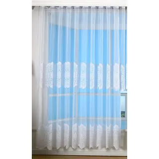 Gardinenbox Bogenstore Barock Gardine Jacquard Kräuselband 245 x 300 cm Weiß
