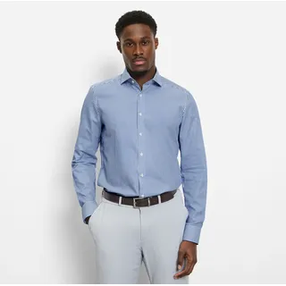 Businesshemd OLYMP "Level Five body fit", Herren, Gr. 38, N-Gr, blau (royal), Web, Obermaterial: 100% Baumwolle, gestreift, 2-Knopf-Manschette, Hemden Businesshemd, modisch gestreift