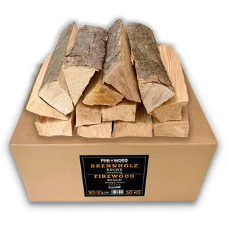 PINI Brennholz ofenfertig Buche 30 Kg ca. 30-33 cm für Kamin Grill Feuerschale Pizzaofen Smoker