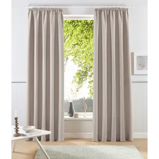 Vorhang OTTO HOME "Raja, Gardinen mit Kräuselband, Vorhänge Wohnzimmer" Gr. 3, beige (sand), B:140cm H:225cm, Polyester, Recyceltes Material, Gardinen, Vorhang, 2er-Set, Bestseller, einfarbig, modern, pflegeleicht, Mikrofaser, Topseller