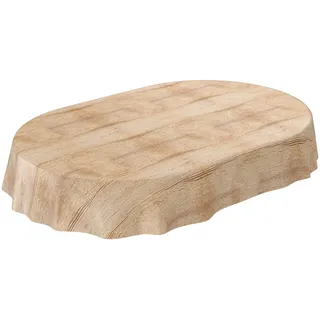 ANRO Tischdecke Braun Holzlook – Oval – Wachstuch ohne Saum – Abwaschbar, für Esstisch & Garten 200 x 140 cm (Oval)