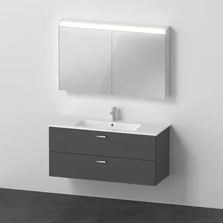 Duravit Xbase, Möbel-Set wandhängend, mit LED-Spiegelschrank, Waschtisch und Waschtischunterschrank, Breite 1200 mm, XB007804949, Farbe: Graphit Matt Dekor
