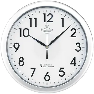 St. Leonhard Wanduhr beleuchtet: Funk-Wanduhr mit Zifferblatt-Beleuchtung & Lichtsensor, kabellos (Funkwanduhr mit Beleuchtung, mit LED, Automatischer)