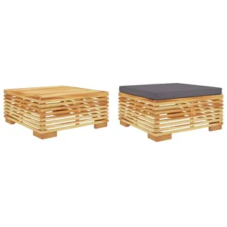2-tlg. Garten-Lounge-Set Massivholz Teak - Grau, Dunkelgrau