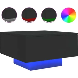 vidaXL Couchtisch mit LED-Leuchten Schwarz 55x55x31 cm - Schwarz