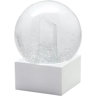 Snowglobe for You 40079 Foto-Schneekugel Glas gefüllt Fotorahmen mit Kunststoffsockel weiß eckig 100 mm Durchmesser - individuelle Schneekugel - Schüttelkugel basteln