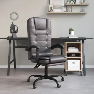 The Living Store Bürostuhl mit Massagefunktion Grau Kunstleder - Grau