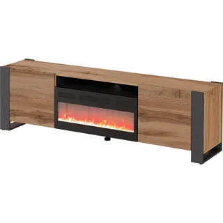 Fernsehschrank WOOD EF mit elektrischem Kamin Heizfunktion Lowboard Tv-Schrank Wotan Eiche