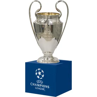 UEFA Pokalreplika CL 70 mm Auf Holzpodest, silber, UEFA-CL-70-HP,