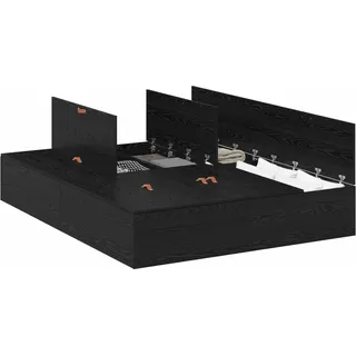 vidaXL Aufbewahrungsbettgestell Schwarz Eichen-Optik 140 x 190 cm - Schwarz