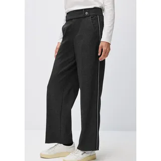 Stoffhose STREET ONE "QR Straight Leg Mela", Damen, Gr. 44, Länge 30, schwarz, Web, Obermaterial: 48% Viskose, 29% Nylon, 15% Polyester, 8% Elasthan. Futter: 100% Polyester, unifarben mit Farbeinsatz, bequem lang, Hosen Stoffhose, mit Tape und seitlichen Taschen