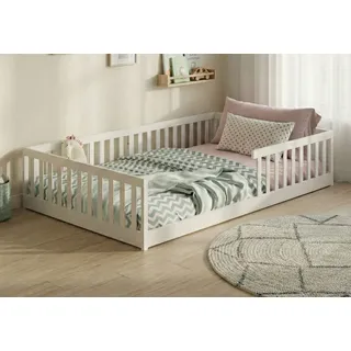 Kids Collective Jugendbett Bodenbett 120 x 200 cm Kiefer massiv weiß