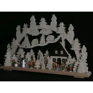 Schwibbogen el. Beleuchtet Wintermotiv mit Kinder und Schneemann b x h= 70x43cm