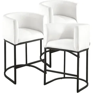 VEVOR Barhocker Thekenhocker 3 Stk. (87 cm hoch) Küchenstuhl mit Rückenlehne & Armlehne & Metallrahmen & Fußstütze, Bistrostuhl (158,8 kg belastbar) Küche Esszimmer Bankschalter Bar, Weiß