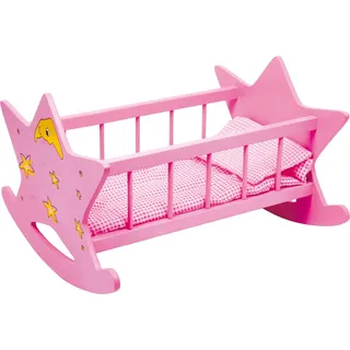 small foot gmbh & co. kg small foot Puppenwiege „Stern“ aus Holz, in rosa mit Mond und Sternen, für Puppen bis 45 cm, ab 3 Jahren, 2865, Klein