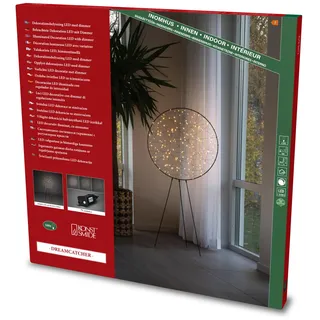 Konstsmide LED Metallsilhouette "Ring" mit Standfuß, schwarz, inkl. Dimmer und Memoryfunktion, mit an/aus Schalter, 160 bernsteinfarbene Dioden, 4,5V, Innen, 3,6W, schwarzes Kabel - 1785-787