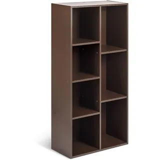 Amazon Basics Bücherregal mit 7 Fächern, Büroregal, Wohnzimmer, Schlafzimmer, Würfel, Braun, 50 x 24 x 106 cm