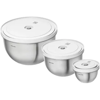 Zwilling Fresh & Save BOWLS Vakuumschüssel Set 6tlg, Edelstahl, Silber-Weiß