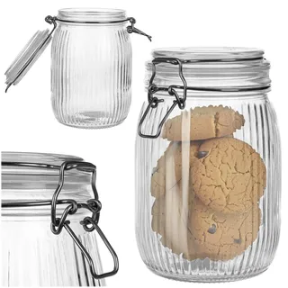 KADAX Glasbehälter 950ml, Vorratsglas aus Glas mit Bügelverschluss, großes Aufbewahrungsglas mit Deckel, Bügelglas zur Aufbewahrung, Keksglas