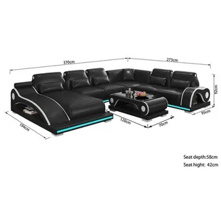 JV moebel Wohnlandschaft XXL Sofa U Form Groß Ecksofa Ledersofa Braun Sofas Neu braun